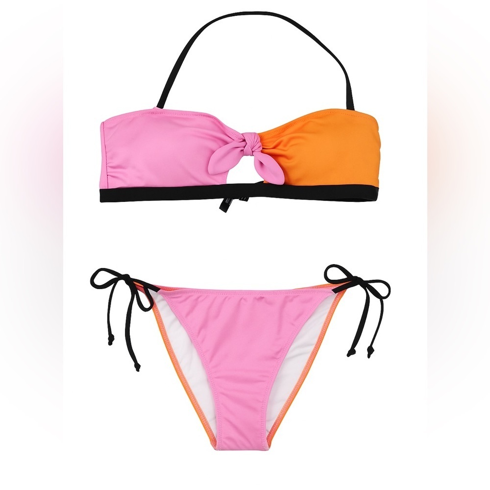 NWT Victoria’s Secret Colorblock Bikini Set Pink Orange XL